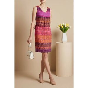 🍑Madison Leigh Multicolored Geo Print Vneck Sleeveless Dress Size 16